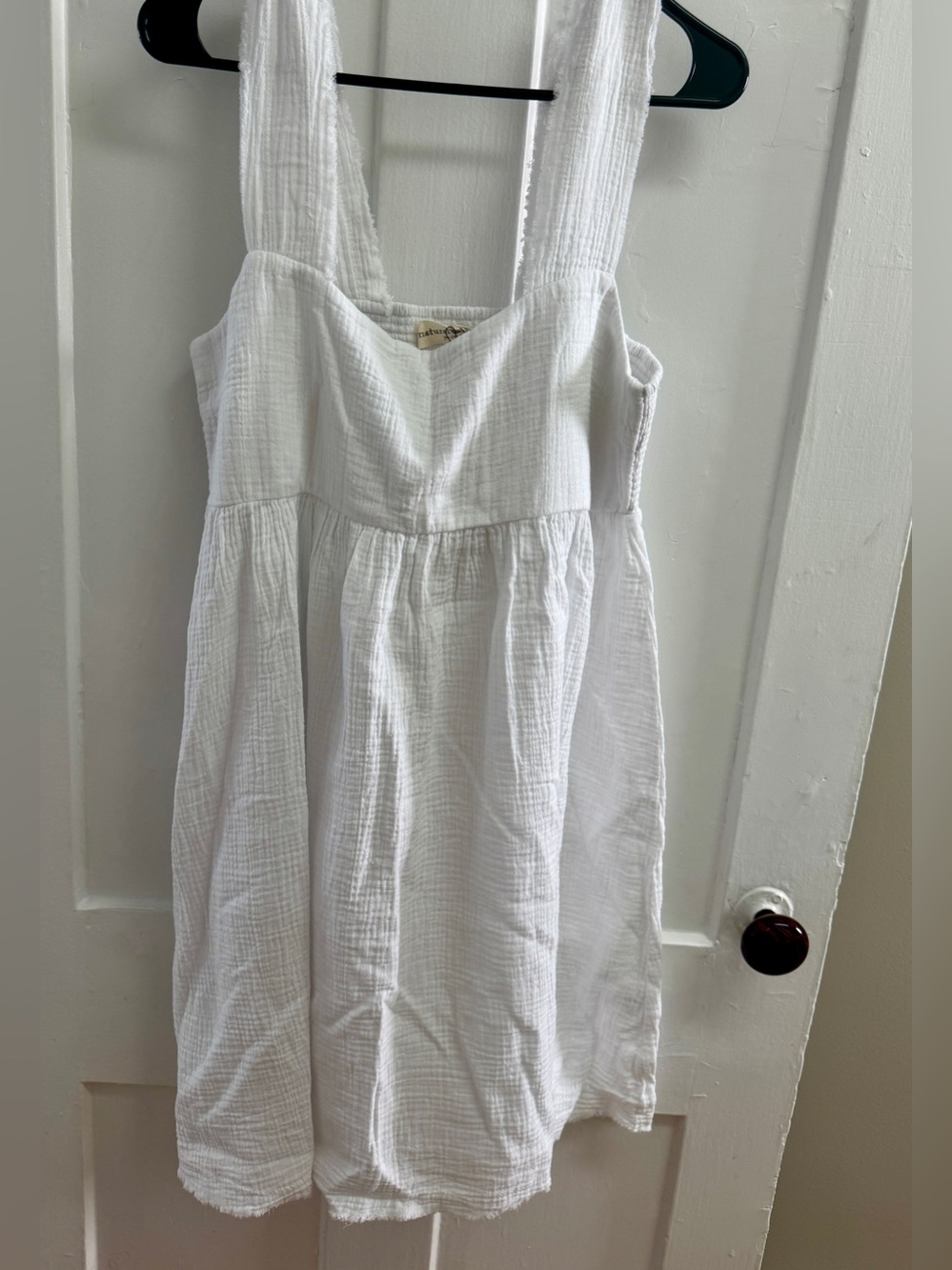 NATURAL LIFE White Textured Cotton Sundress with Wide Straps